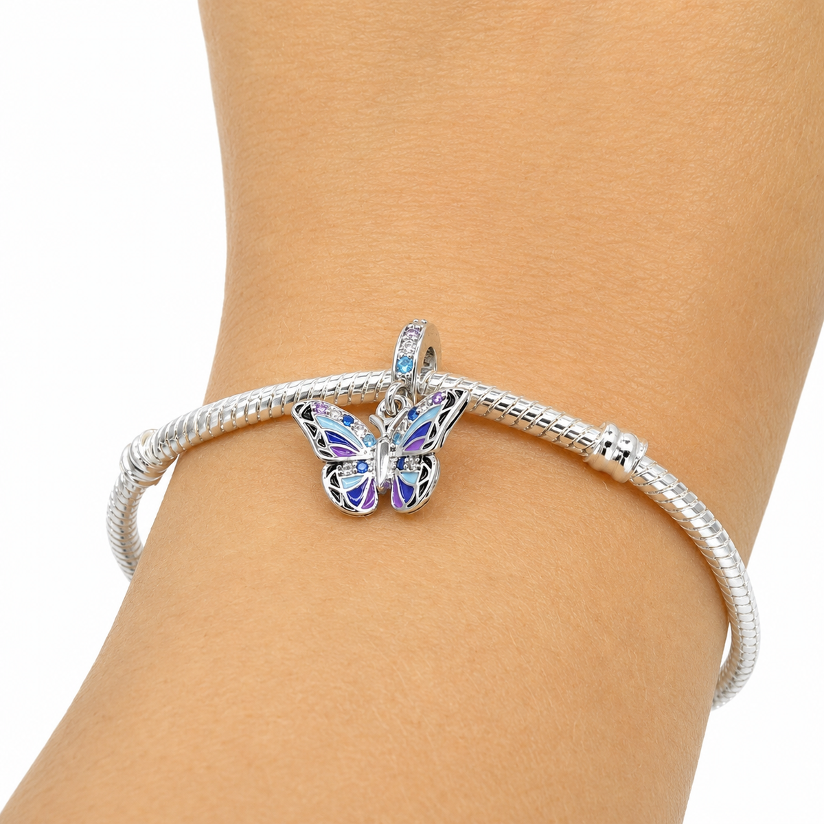 Sterling Silver Butterfly Charm With Gift Box - fits Bracelets or Necklaces