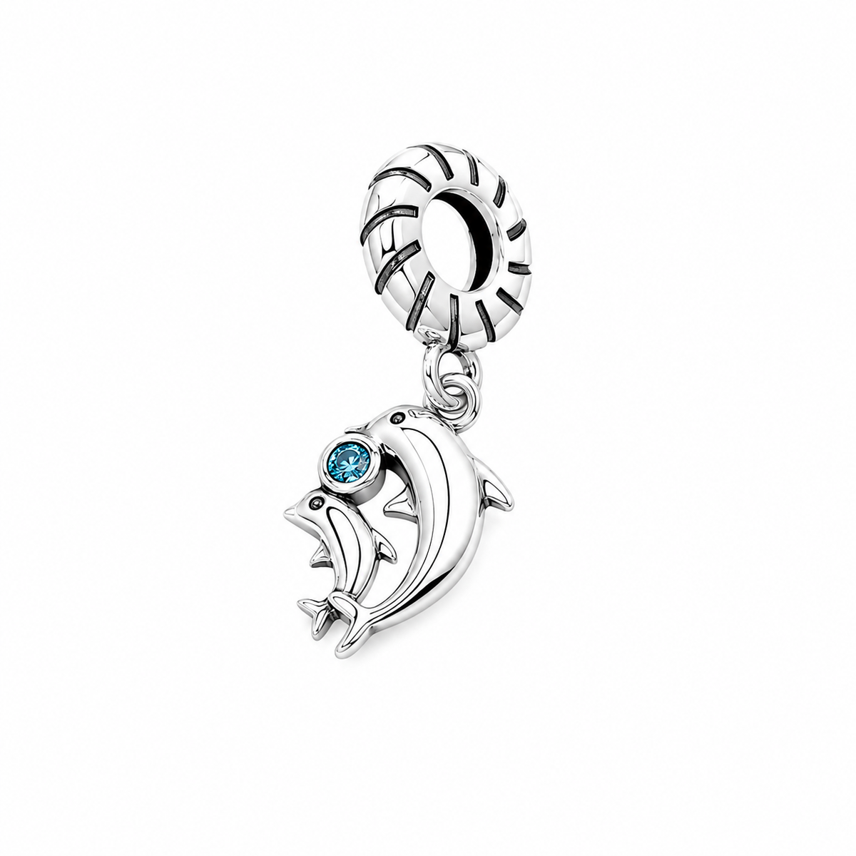 Dolphin Bead Charm Sterling Silver 925 With Gift Box - fits Charm Bracelets and Necklaces