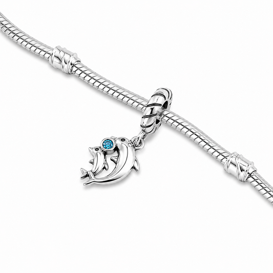 Dolphin Bead Charm Sterling Silver 925 With Gift Box - fits Charm Bracelets and Necklaces