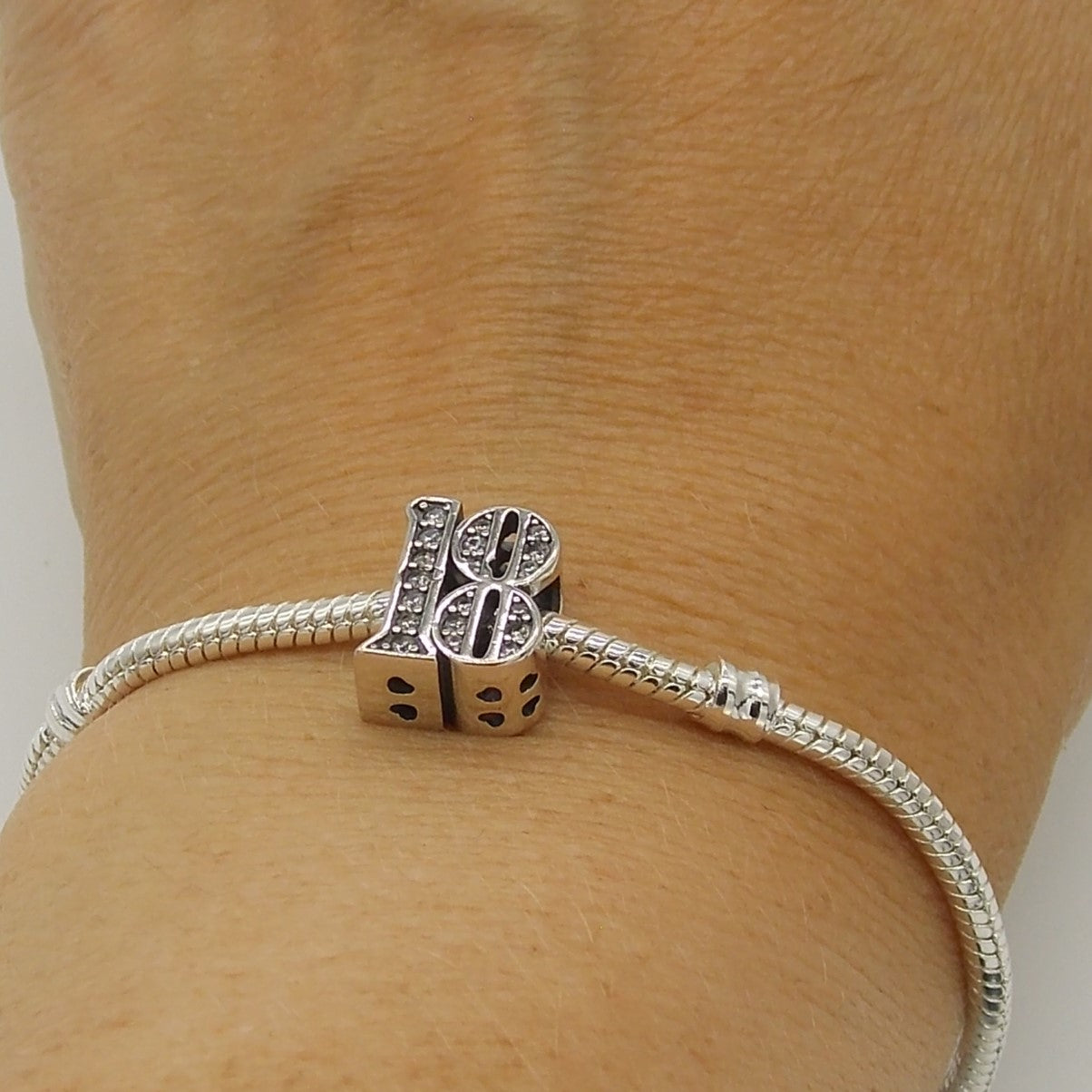 Sterling Silver 18th Birthday Bead Charm with Gift Box - Fits Charm Bracelets