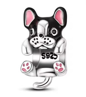Sterling Silver French Bulldog Charm with Gift Box. For Charm Bracelets.