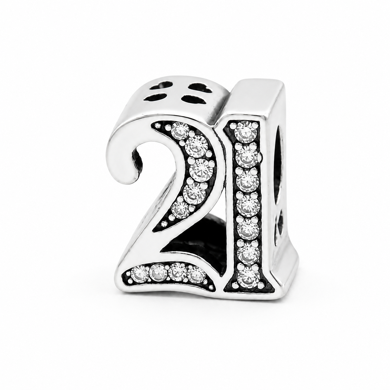 Sterling Silver 21st Birthday Bead Charm with Gift Box - Fits Charm Bracelets