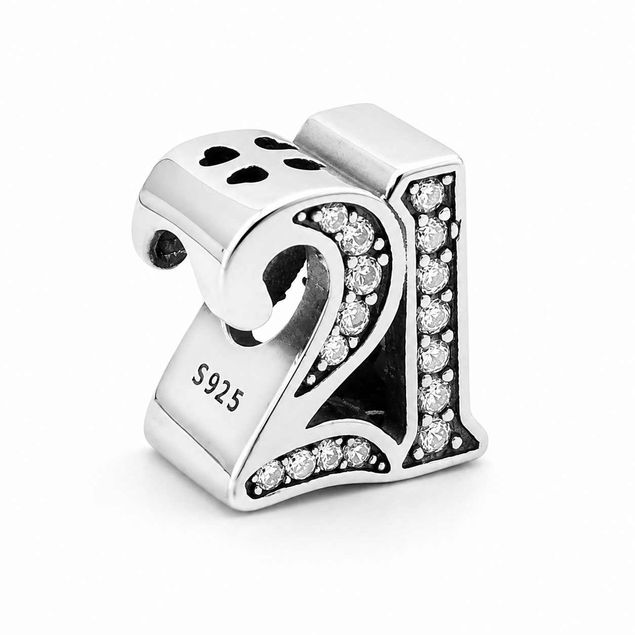 Sterling Silver 21st Birthday Bead Charm with Gift Box - Fits Charm Bracelets