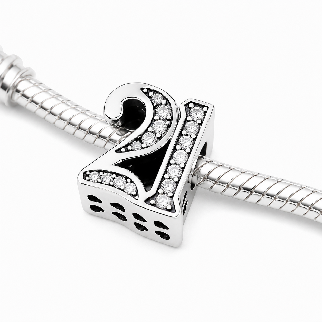 Sterling Silver 21st Birthday Bead Charm with Gift Box - Fits Charm Bracelets