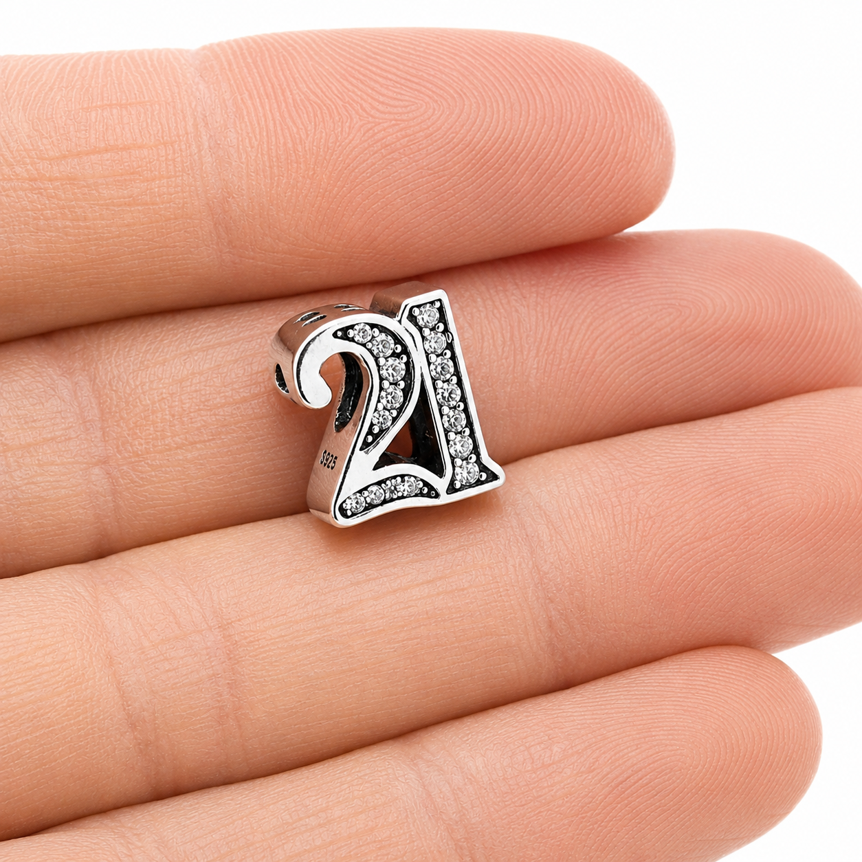 Sterling Silver 21st Birthday Bead Charm with Gift Box - Fits Charm Bracelets