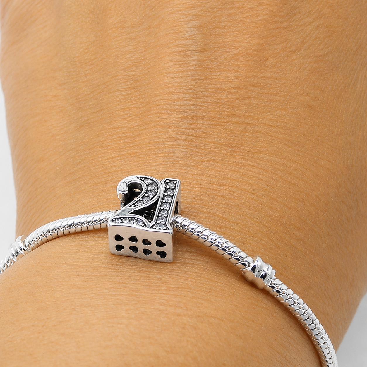 Sterling Silver 21st Birthday Bead Charm with Gift Box - Fits Charm Bracelets