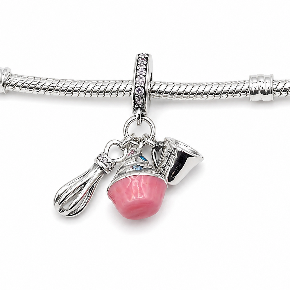 Sterling Silver Baking Charm with Gift Box. For Charm Bracelets or Necklaces