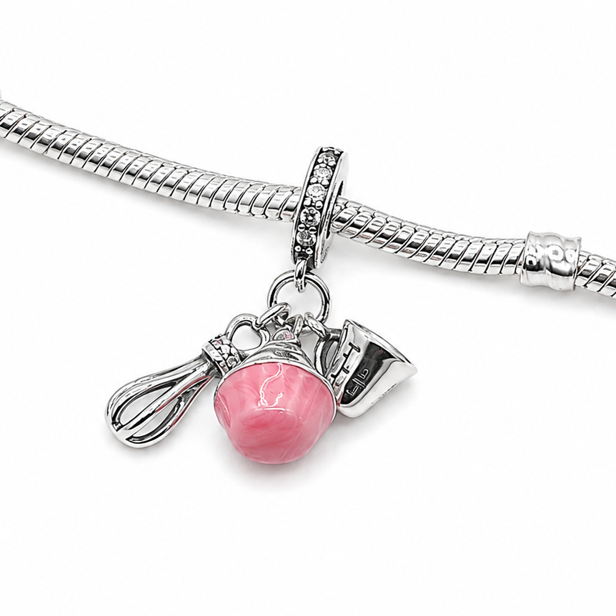 Sterling Silver Baking Charm with Gift Box. For Charm Bracelets or Necklaces
