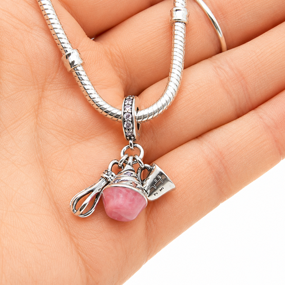 Sterling Silver Baking Charm with Gift Box. For Charm Bracelets or Necklaces