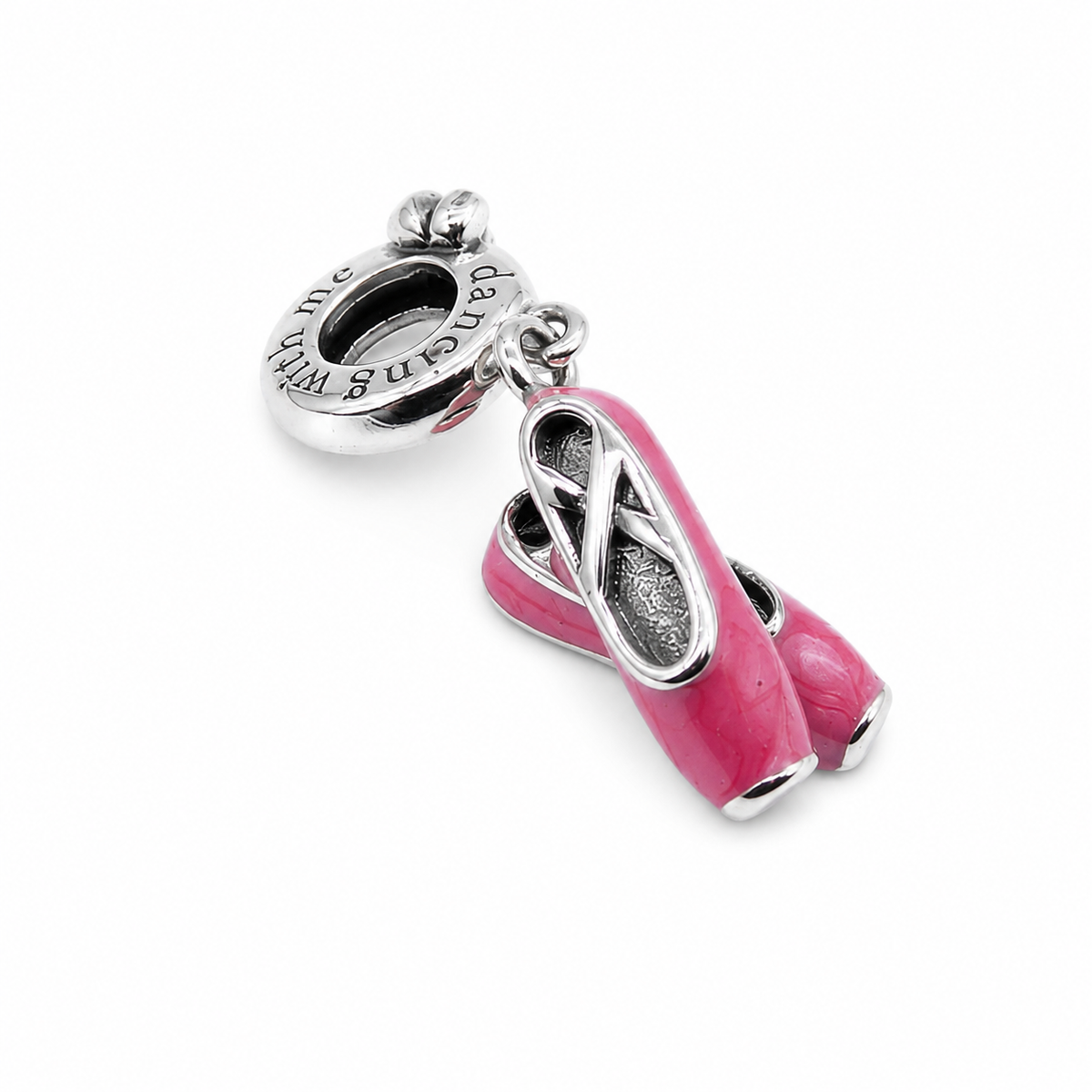 Sterling Silver Ballet Shoes Charm with Gift Box. For Charm Bracelets or Necklaces