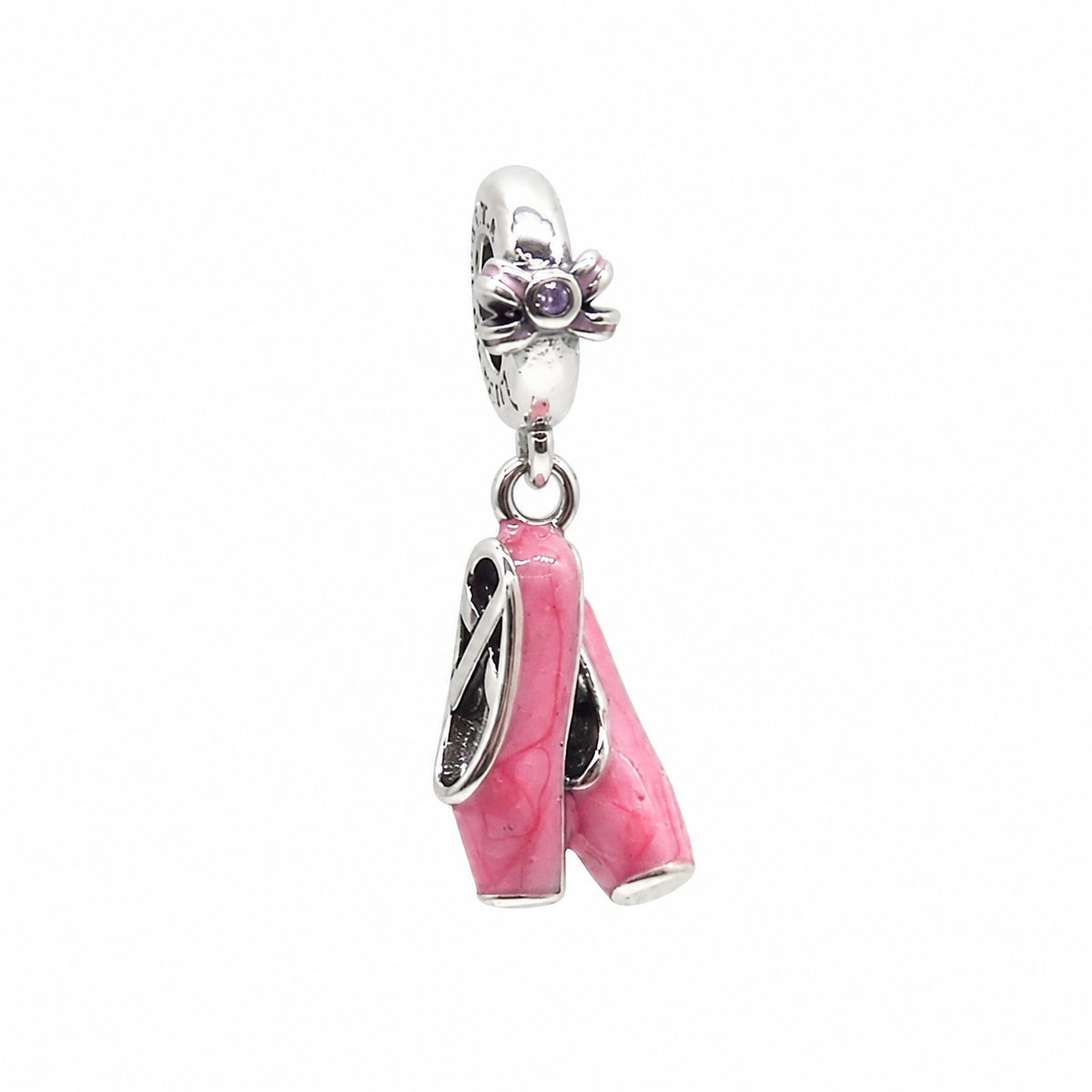 Sterling Silver Ballet Shoes Charm with Gift Box. For Charm Bracelets or Necklaces