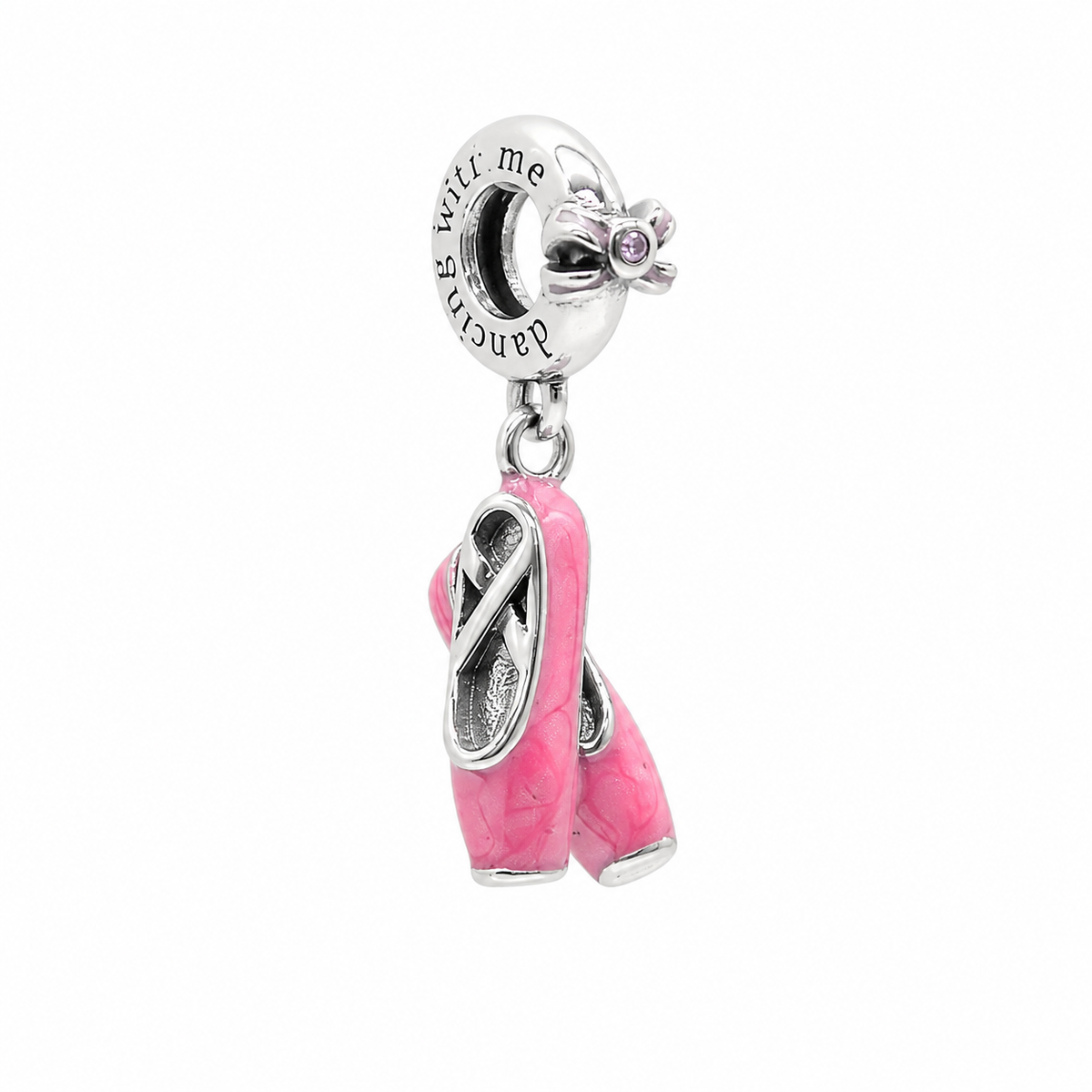 Sterling Silver Ballet Shoes Charm with Gift Box. For Charm Bracelets or Necklaces