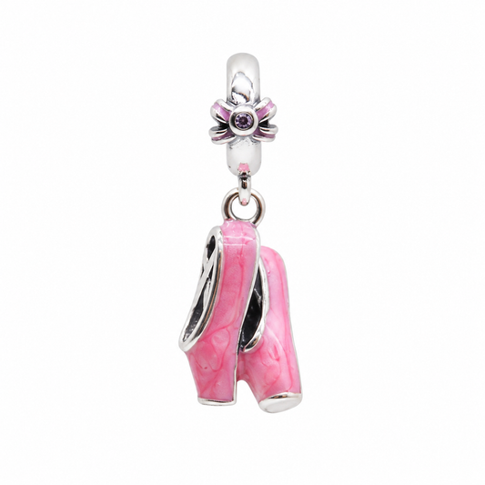 Sterling Silver Ballet Shoes Charm with Gift Box. For Charm Bracelets or Necklaces