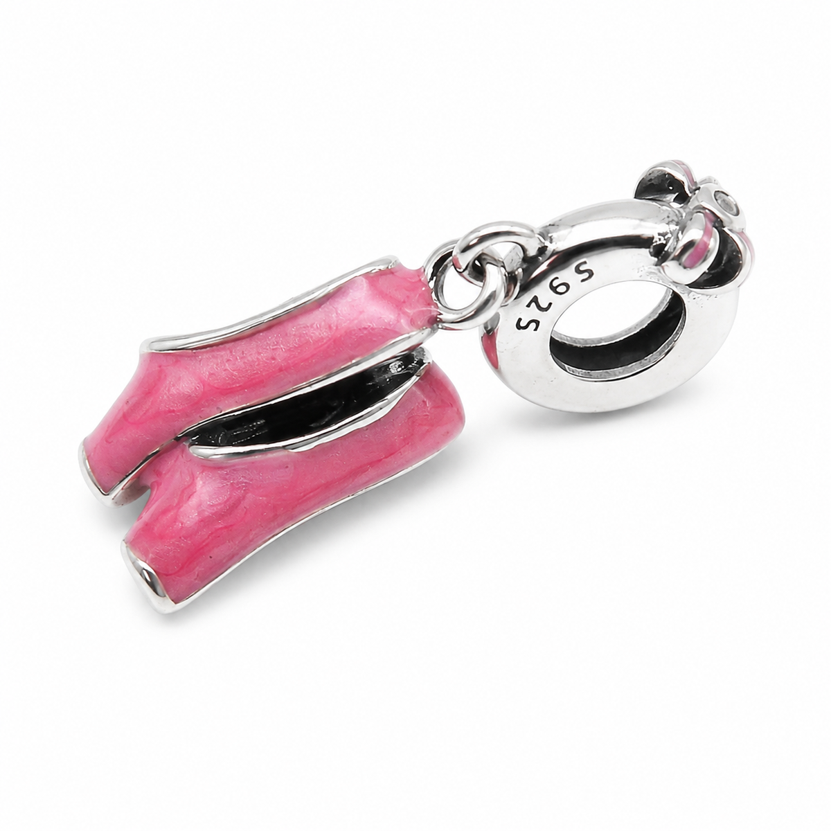Sterling Silver Ballet Shoes Charm with Gift Box. For Charm Bracelets or Necklaces