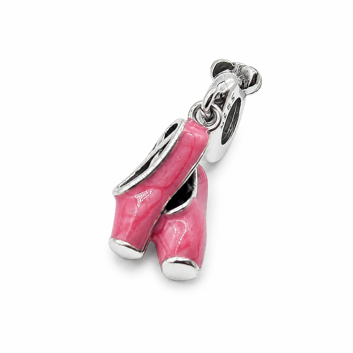 Sterling Silver Ballet Shoes Charm with Gift Box. For Charm Bracelets or Necklaces