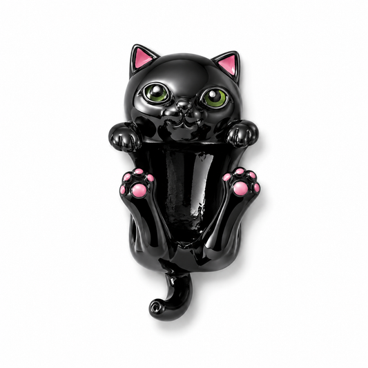 Sterling Silver Black Cat Charm with Gift Box. For Charm Bracelets.
