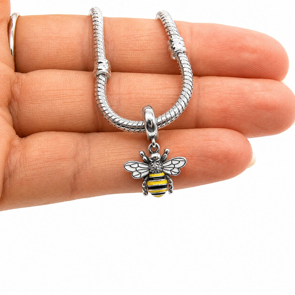 Sterling Silver Bumblebee Charm with Gift Box. For Charm Bracelets or Necklaces