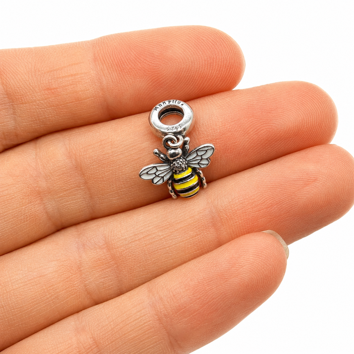 Sterling Silver Bumblebee Charm with Gift Box. For Charm Bracelets or Necklaces
