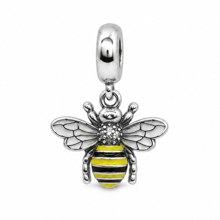 Sterling Silver Bumblebee Charm with Gift Box. For Charm Bracelets or Necklaces