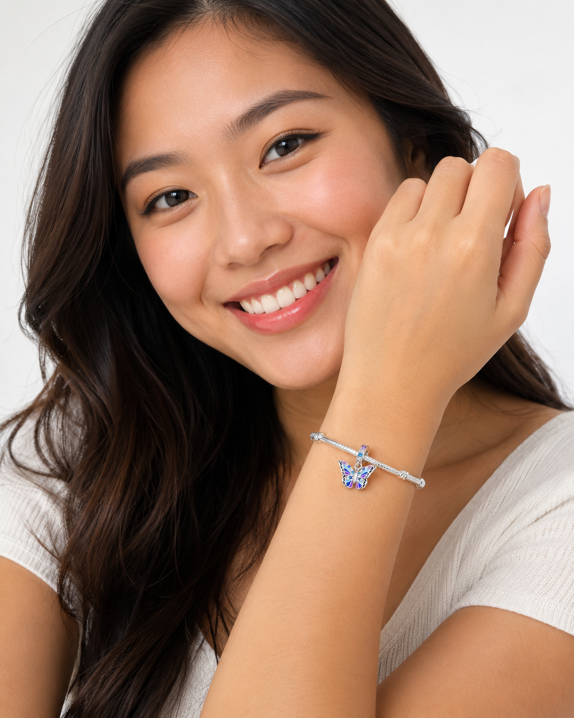 Sterling Silver Butterfly Charm With Gift Box - fits Bracelets or Necklaces