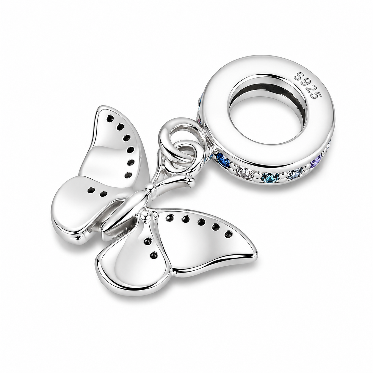 Sterling Silver Butterfly Charm With Gift Box - fits Bracelets or Necklaces