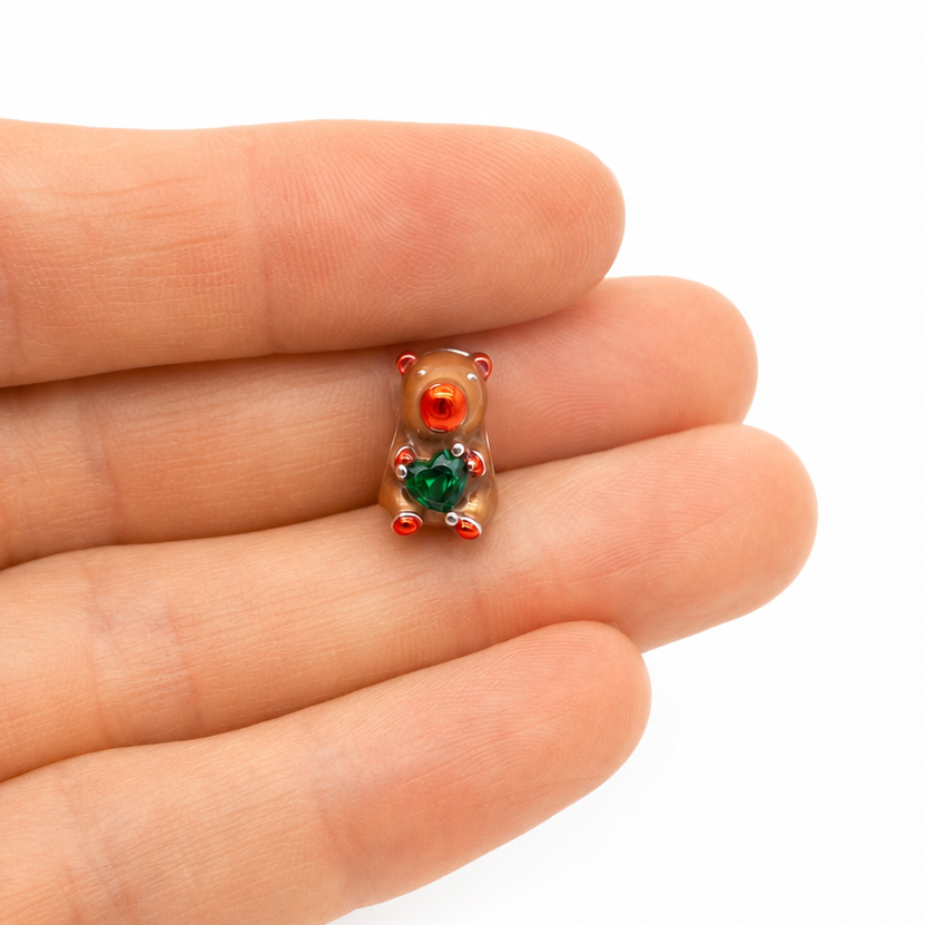 Sterling Silver Capybara Charm with Emerald Green Heart – Includes Gift Box - For Charm Bracelets