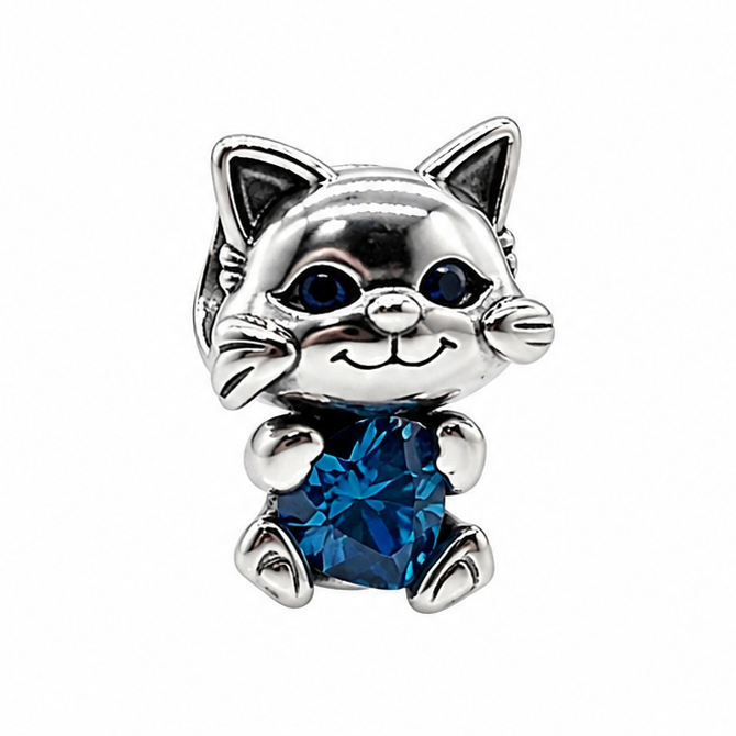 Sterling Silver Cat Charm with Gift Box. For Charm Bracelets