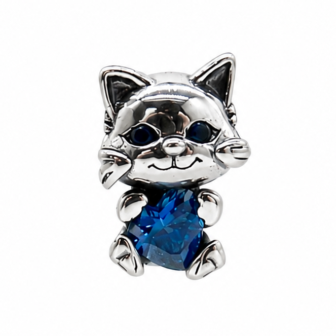 Sterling Silver Cat Charm with Gift Box. For Charm Bracelets