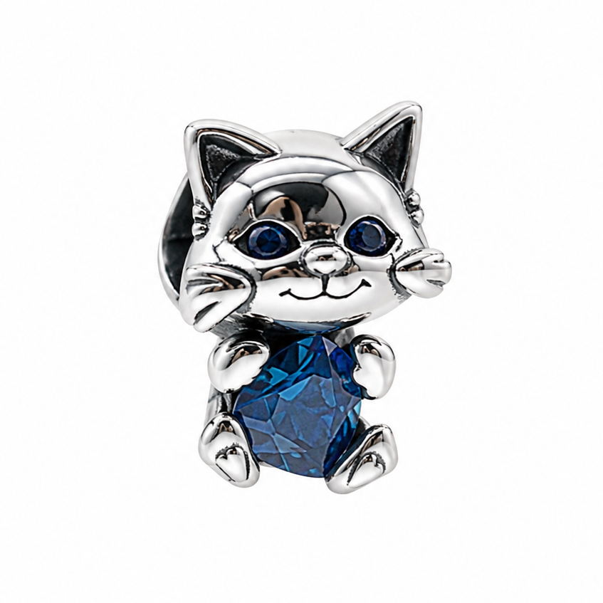 Sterling Silver Cat Charm with Gift Box. For Charm Bracelets