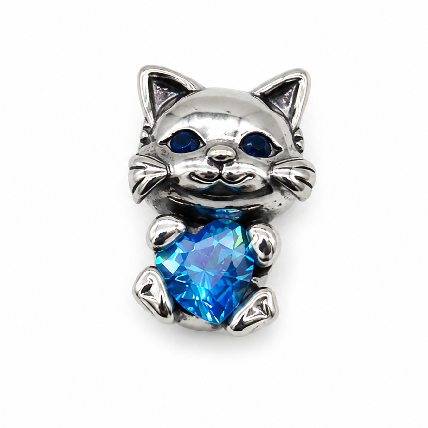 Sterling Silver Cat Charm with Gift Box. For Charm Bracelets