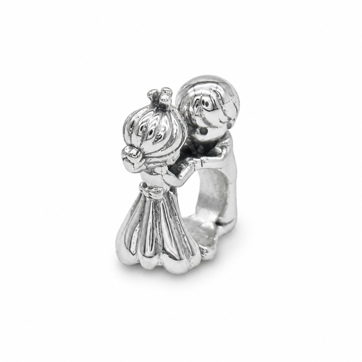 Sterling Silver Couple Charm With Gift Box - fits Charm Bracelets, Bride and Groom, Wedding Gift