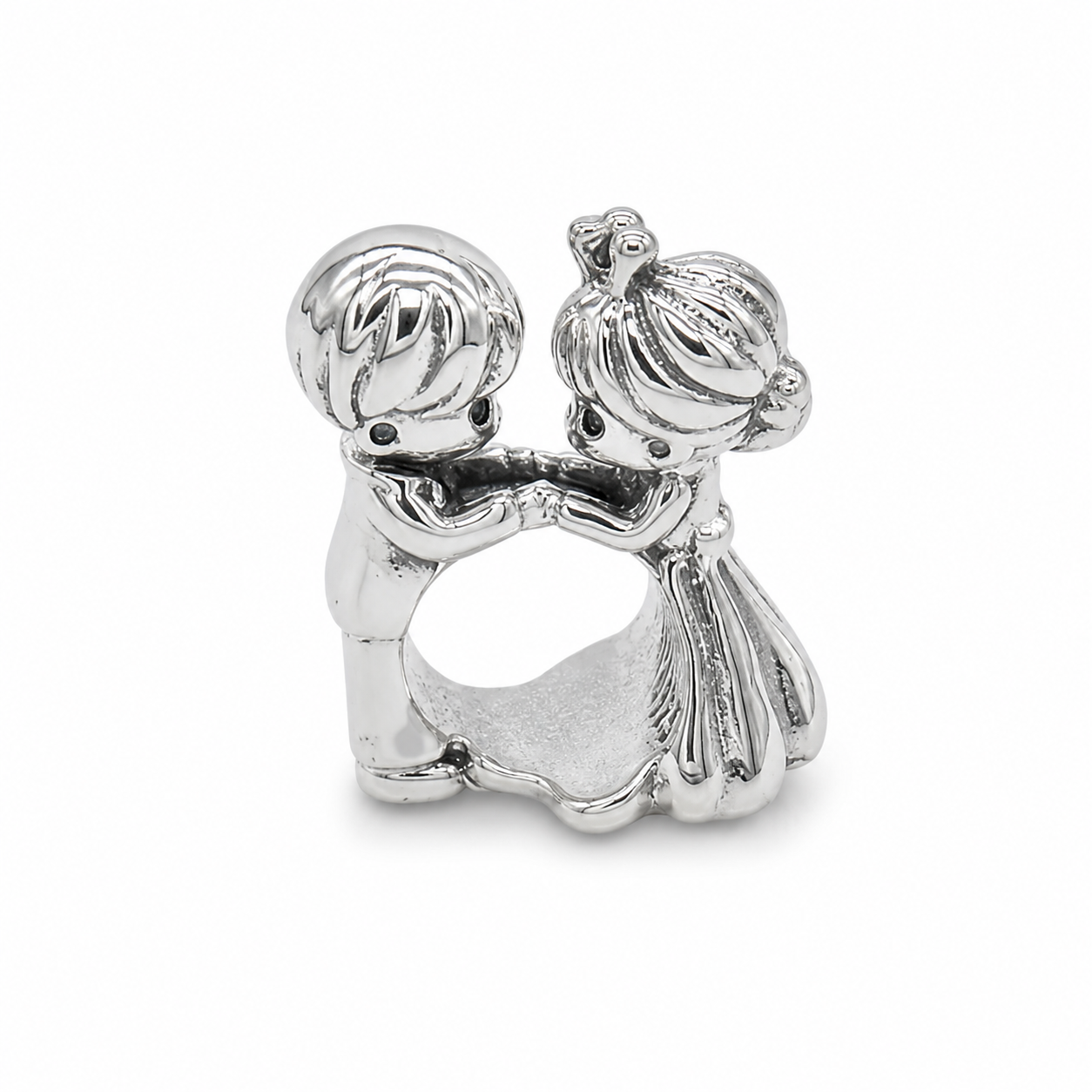 Sterling Silver Couple Charm With Gift Box - fits Charm Bracelets, Bride and Groom, Wedding Gift