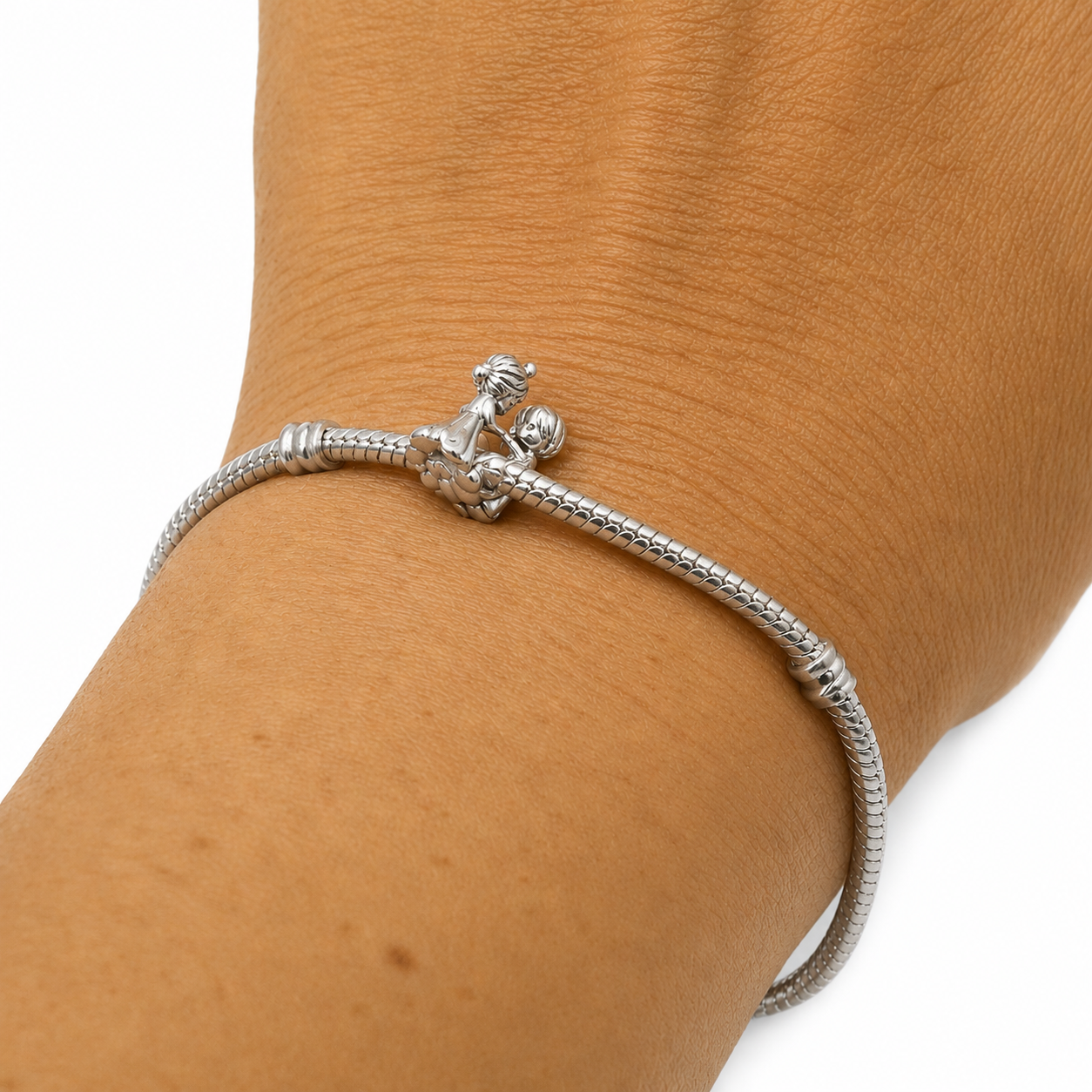 Sterling Silver Couple Charm With Gift Box - fits Charm Bracelets, Bride and Groom, Wedding Gift