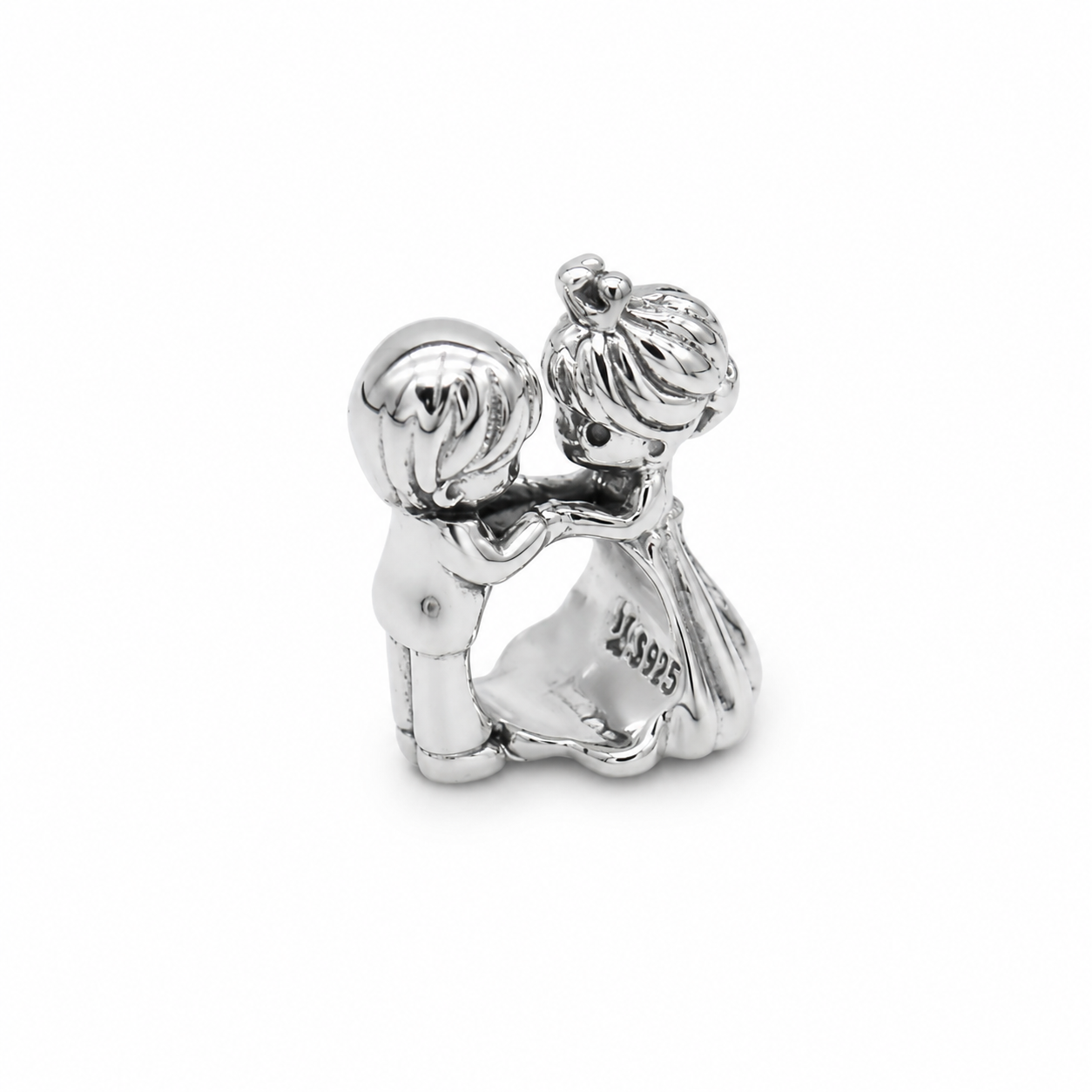 Sterling Silver Couple Charm With Gift Box - fits Charm Bracelets, Bride and Groom, Wedding Gift