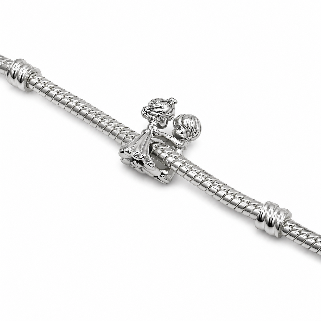 Sterling Silver Couple Charm With Gift Box - fits Charm Bracelets, Bride and Groom, Wedding Gift
