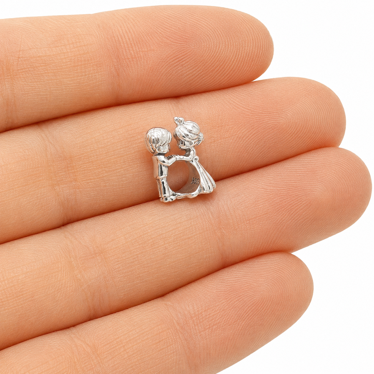 Sterling Silver Couple Charm With Gift Box - fits Charm Bracelets, Bride and Groom, Wedding Gift