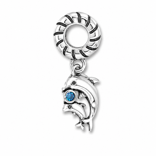 Dolphin Bead Charm Sterling Silver 925 With Gift Box - fits Charm Bracelets and Necklaces