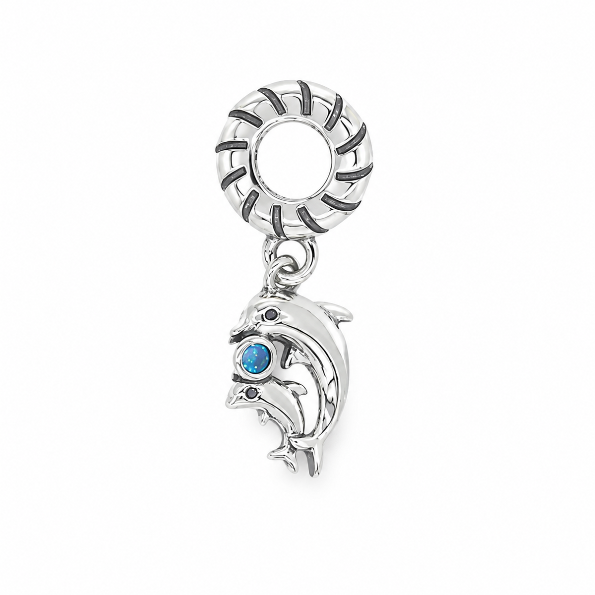 Dolphin Bead Charm Sterling Silver 925 With Gift Box - fits Charm Bracelets and Necklaces