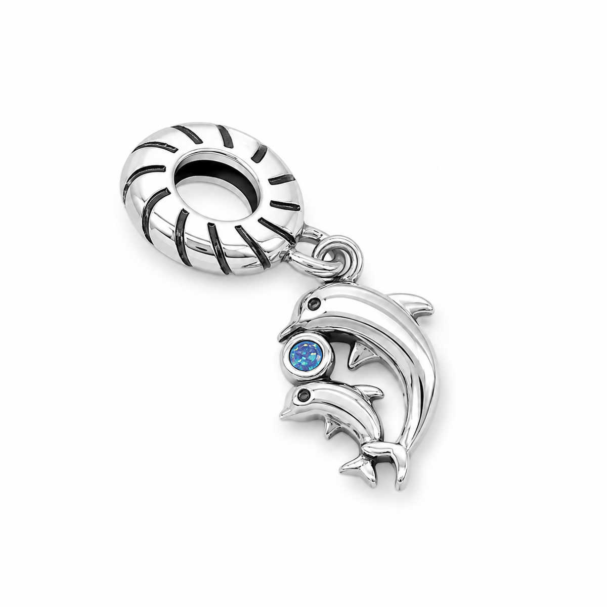 Dolphin Bead Charm Sterling Silver 925 With Gift Box - fits Charm Bracelets and Necklaces