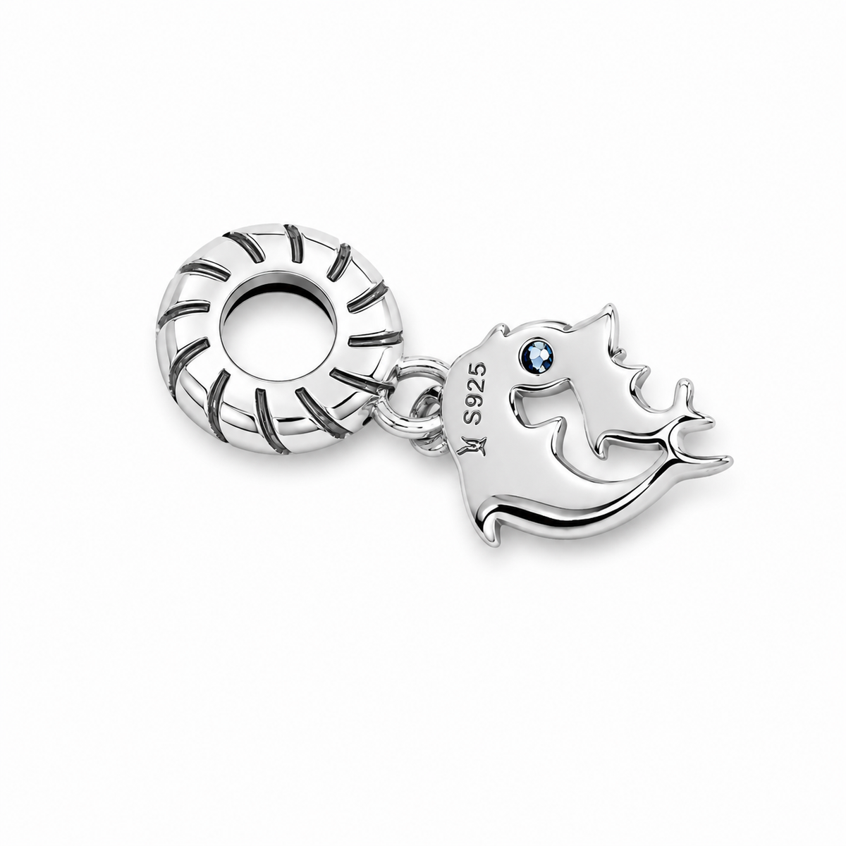 Dolphin Bead Charm Sterling Silver 925 With Gift Box - fits Charm Bracelets and Necklaces