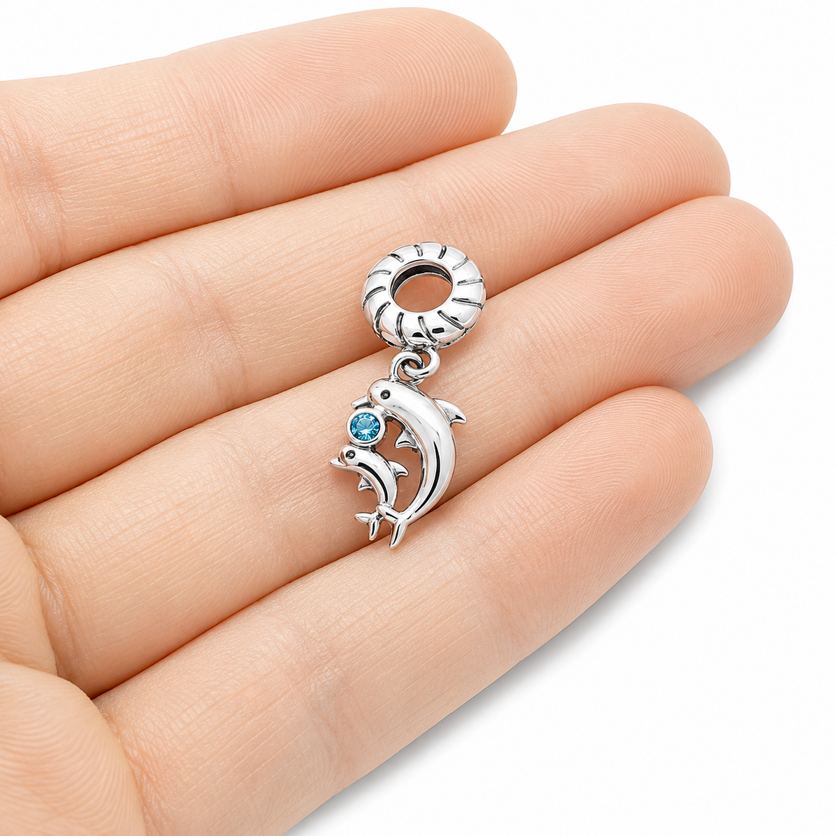 Dolphin Bead Charm Sterling Silver 925 With Gift Box - fits Charm Bracelets and Necklaces