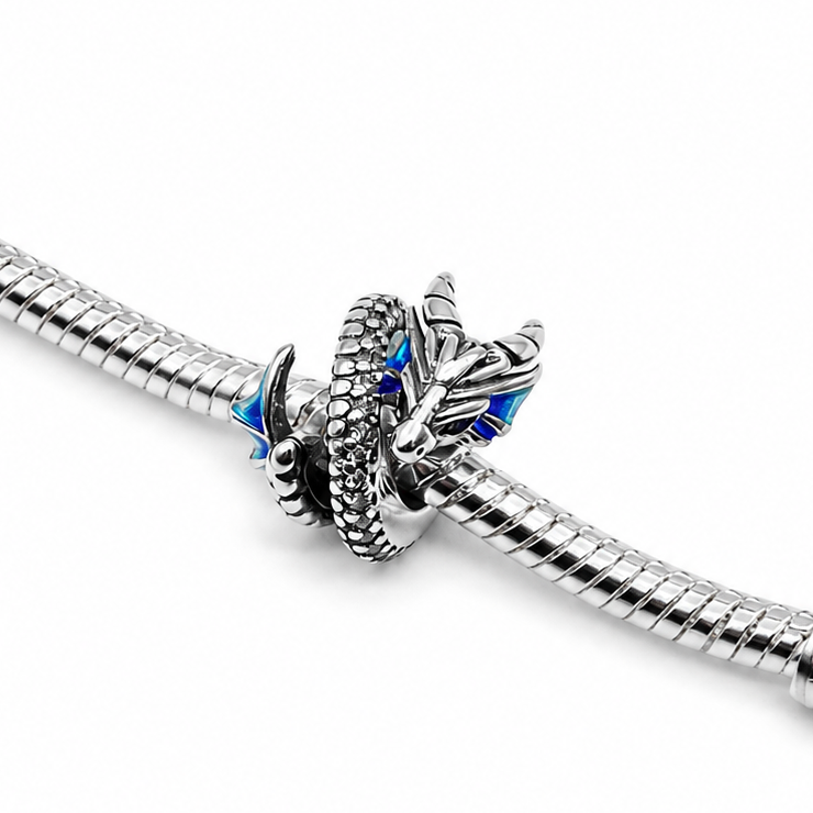 Sterling Silver Dragon Charm – Mythical Fantasy Jewellery Gift - Charm for Bracelets