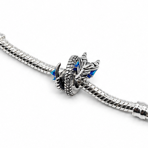 Sterling Silver Dragon Charm – Mythical Fantasy Jewellery Gift - Charm for Bracelets
