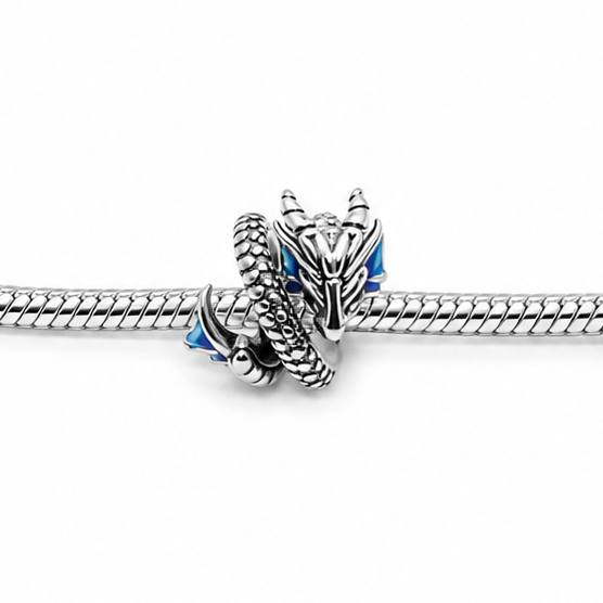 Sterling Silver Dragon Charm – Mythical Fantasy Jewellery Gift - Charm for Bracelets