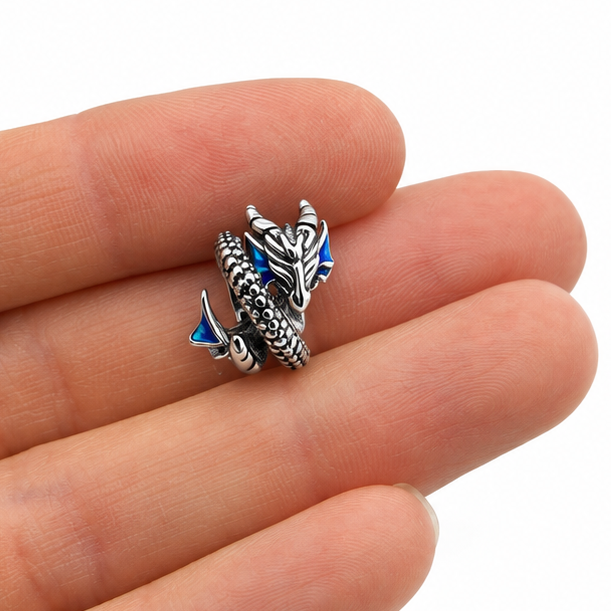Sterling Silver Dragon Charm – Mythical Fantasy Jewellery Gift - Charm for Bracelets
