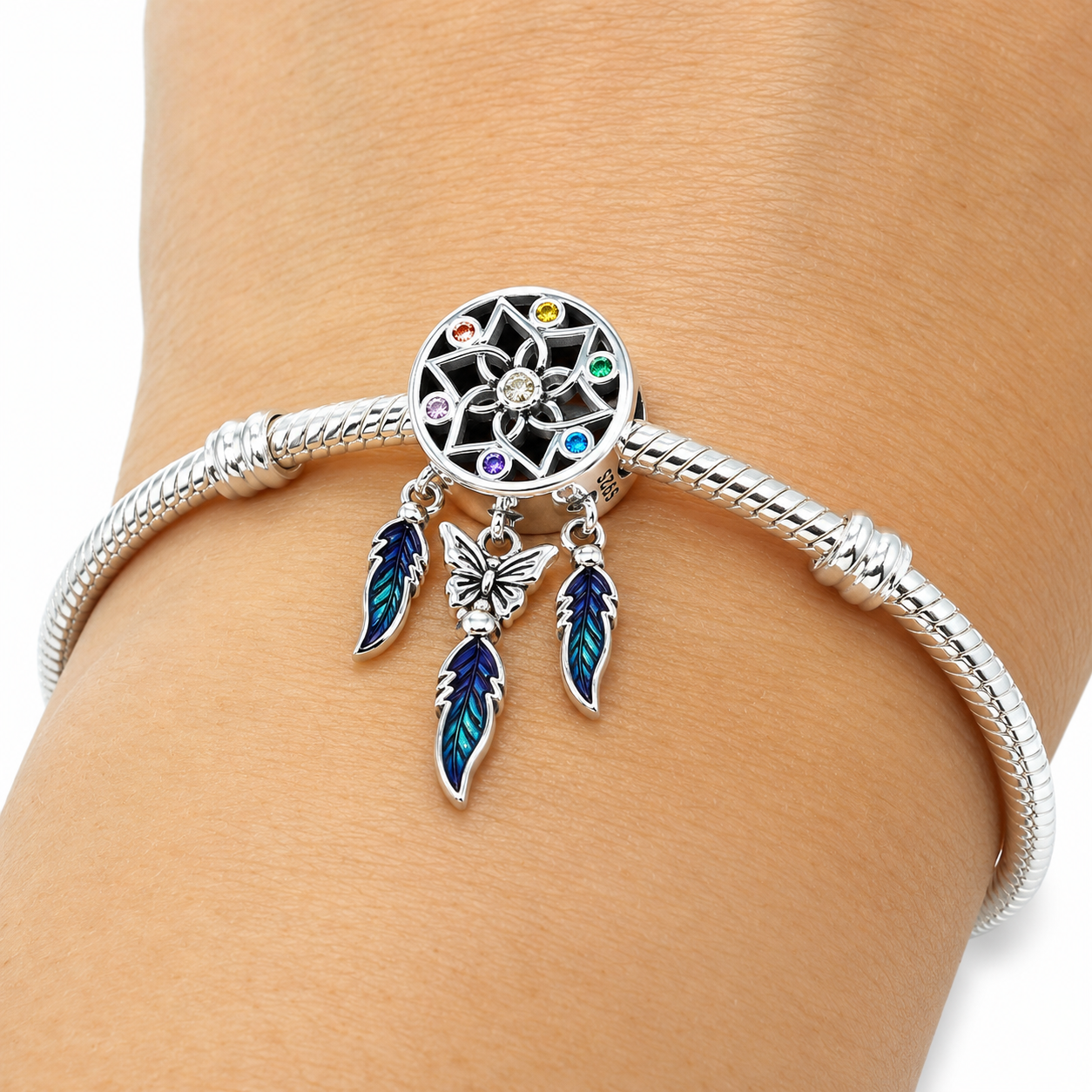 Sterling Silver Dream Catcher Charm with Gift Box - Fits Bracelets and Necklaces