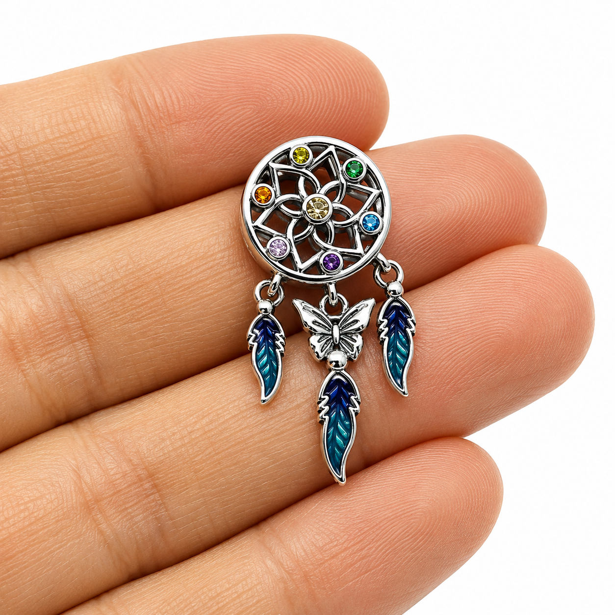 Sterling Silver Dream Catcher Charm with Gift Box - Fits Bracelets and Necklaces
