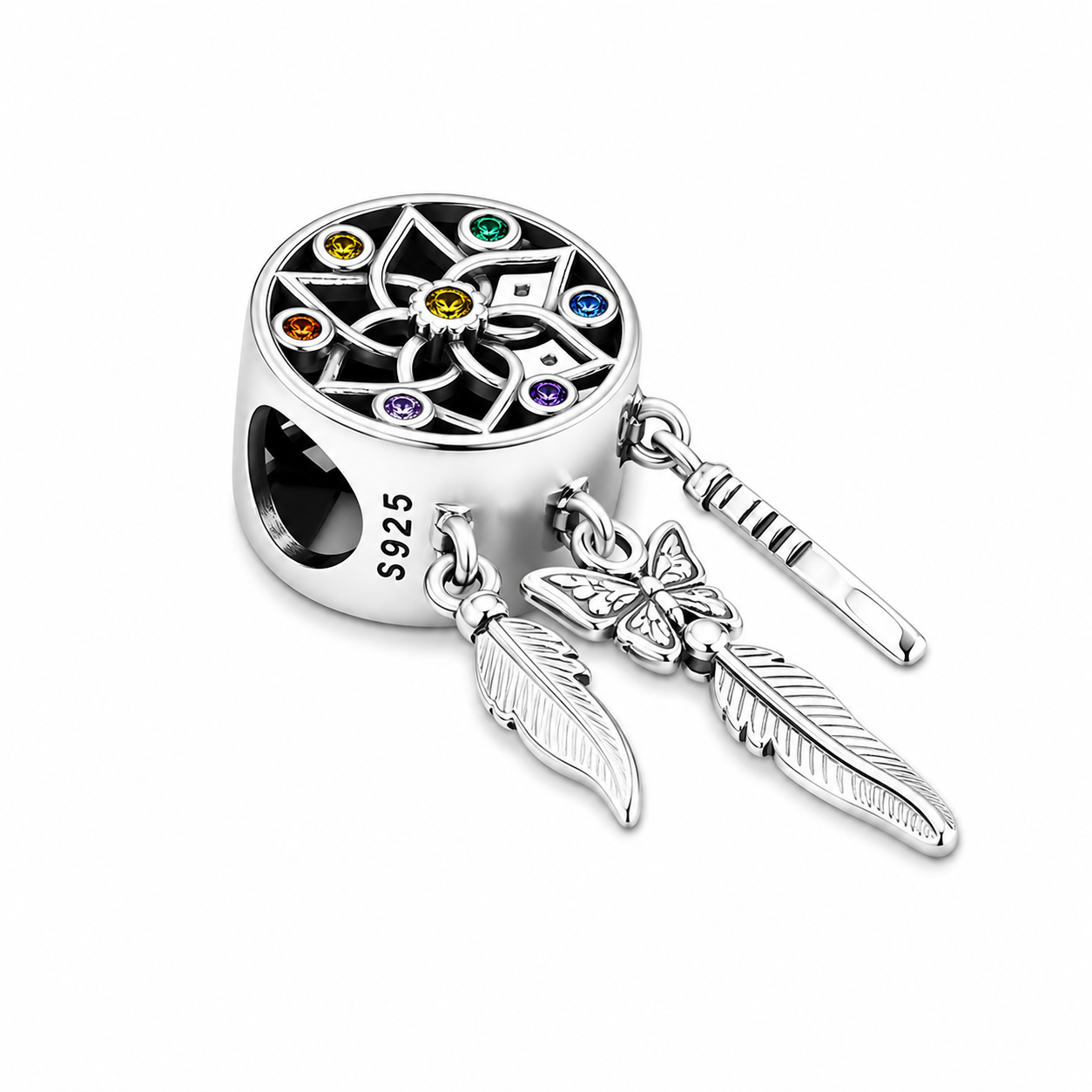 Sterling Silver Dream Catcher Charm with Gift Box - Fits Bracelets and Necklaces