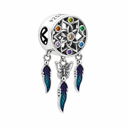 Sterling Silver Dream Catcher Charm with Gift Box - Fits Bracelets and Necklaces