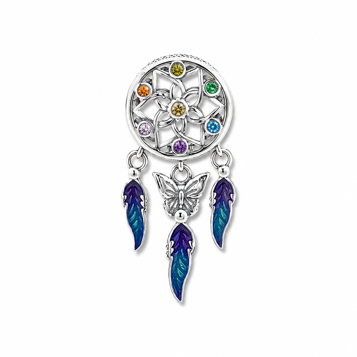 Sterling Silver Dream Catcher Charm with Gift Box - Fits Bracelets and Necklaces